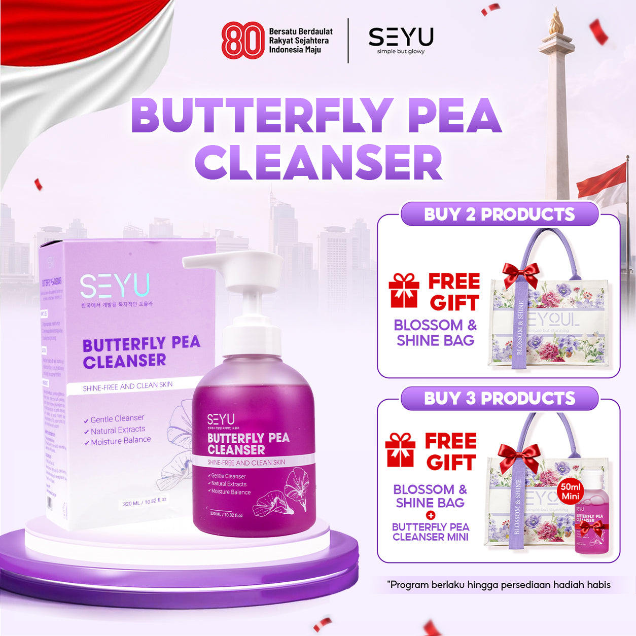 (FULL SIZE 320ml) SEYU Butterfly Pea Facial Cleanser Sabun Muka
