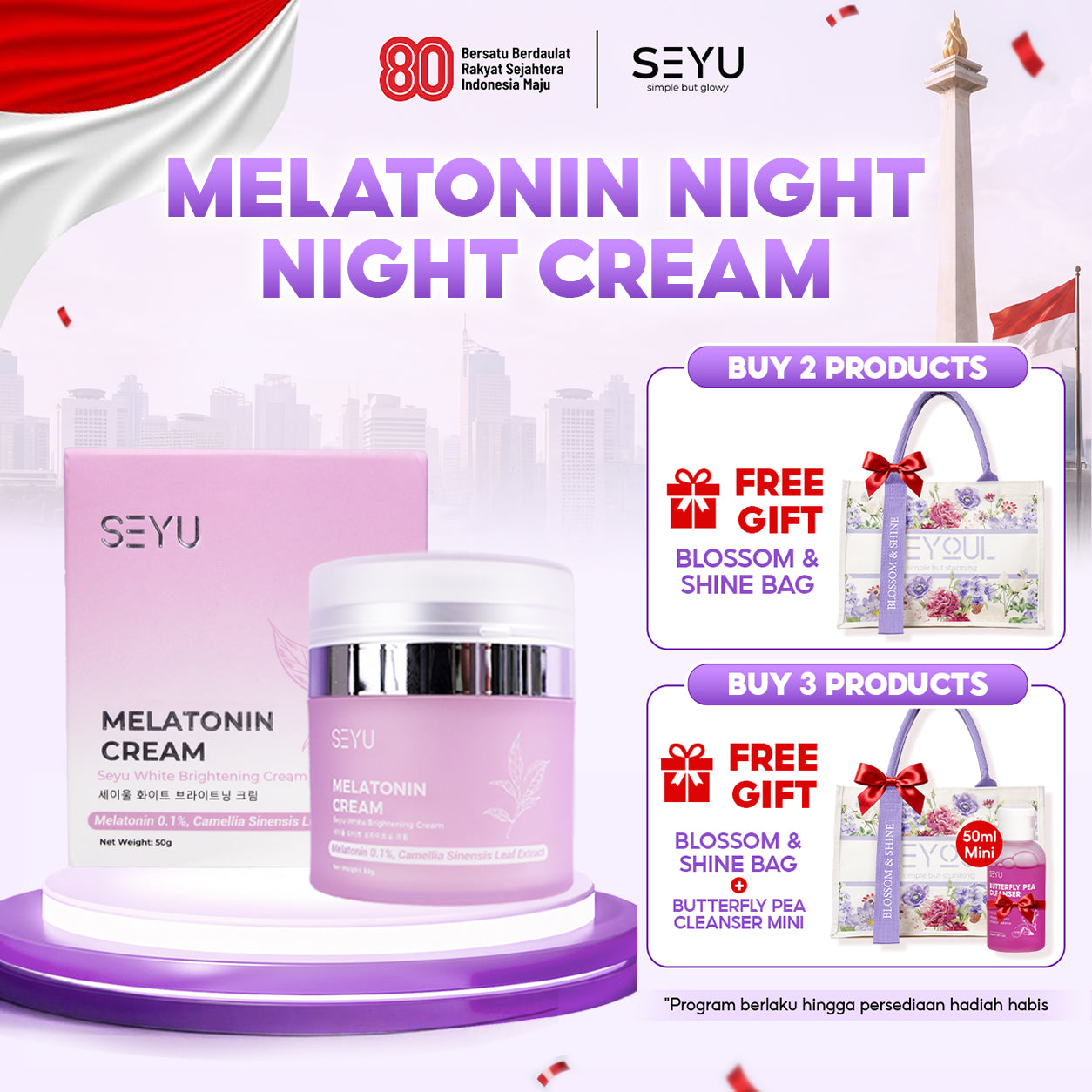 SEYU Time Renewal Cream Melatonin Cream Malam Cream Siang Malam Moisturizer Cream White Cream Perawatan Wajah Anti Aging,