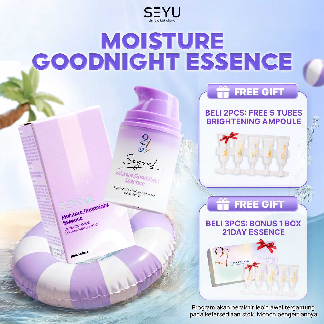 SEYU Moisture Goodnight Essence 50ml Serum Wajah Glowing Hydrating Serum